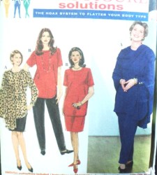 7343 SHAPED SS-LS TUNIC,SKIRT PANTS, WRAP PATTERN 18-24W, 26-32W